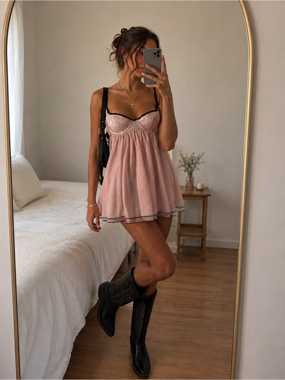 Vintage Victoria’s Secret Babydoll Slip Dress Ruffles Coquette Pink RARE HTF